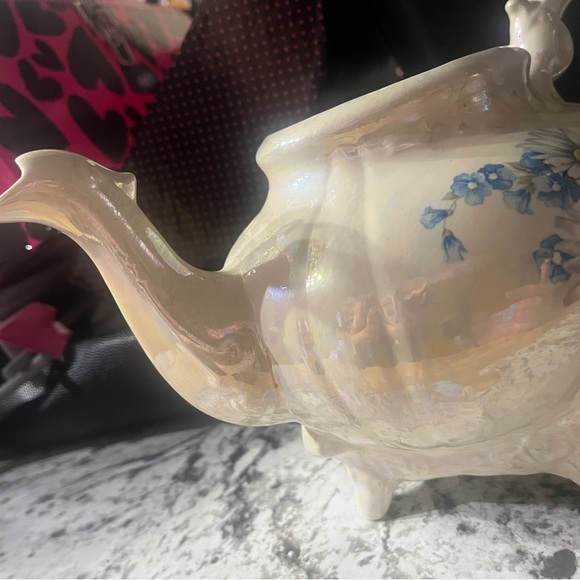Vintage Victorian Opalescent English Diasy Tea pot Decor flower vase - Picture 5 of 11